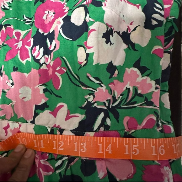 100% cotton J.Crew Printed V-neck ruffle midi dress sz 14 - Picture 9 of 12